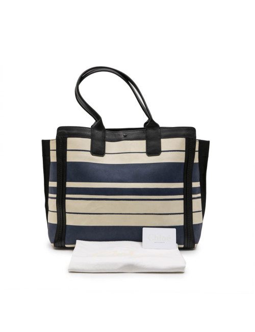 Sac CHLOE en cuir rayé blanc et bleu