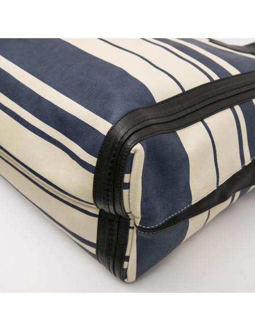 Sac CHLOE en cuir rayé beige et bleu