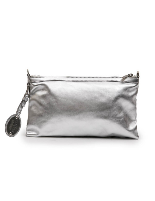 Hogan unisex clutch designed by Karl Lagerfeld in silver leather