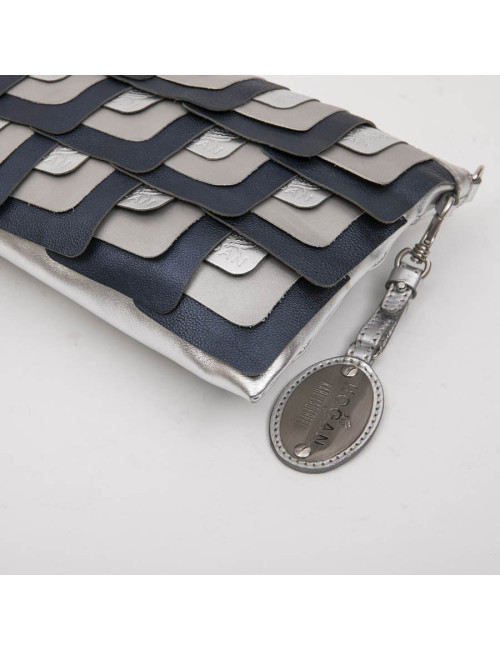 Hogan unisex clutch designed by Karl Lagerfeld in silver leather