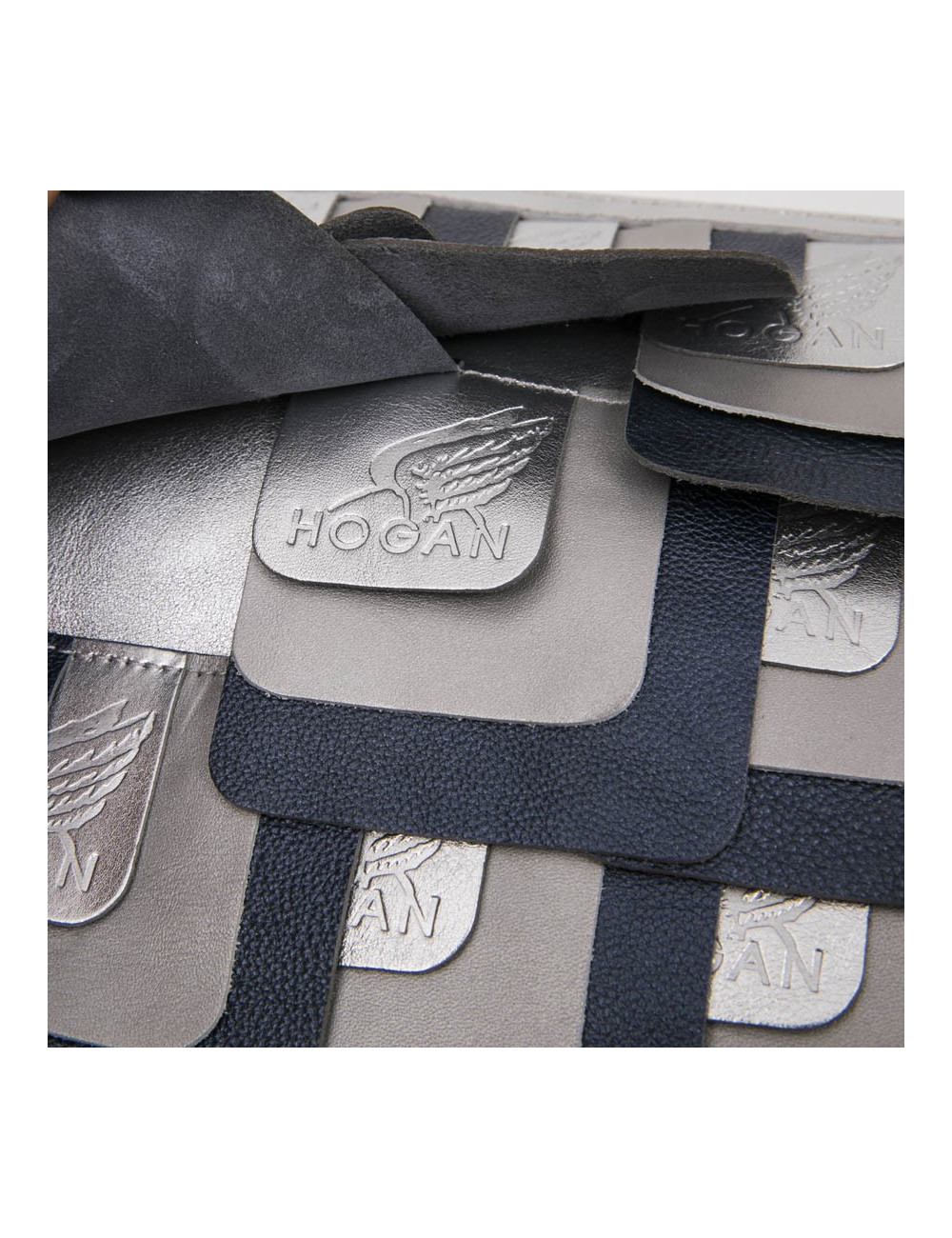 Hogan unisex clutch designed by Karl Lagerfeld in silver leather