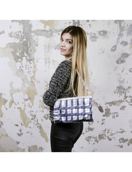 Hogan unisex clutch designed by Karl Lagerfeld in silver leather