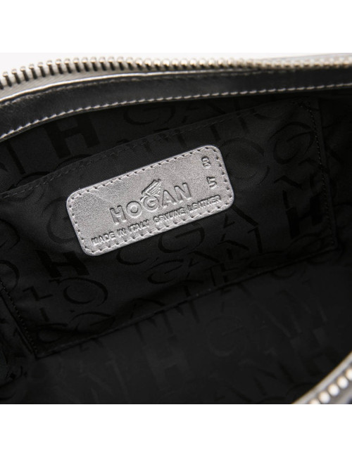 Hogan unisex clutch designed by Karl Lagerfeld in silver leather