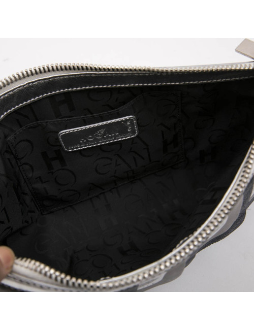 Pochette HOGAN by KARL LAGERFELD en cuir argent et bleu 