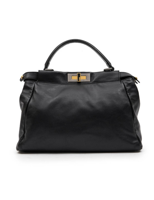 Sac Peekaboo FENDI  cuir d'agneau lisse noir TM