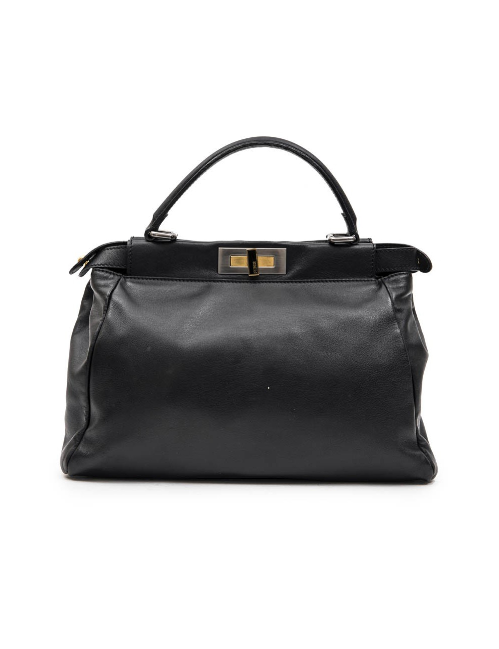 FENDI Peekaboo bag in soft black leather Médium size