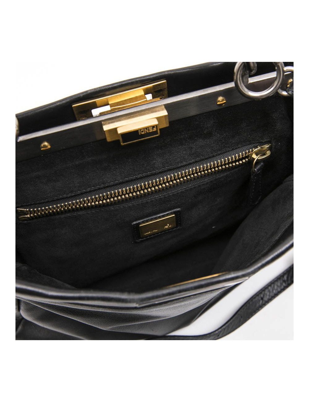 FENDI Peekaboo bag in soft black leather Médium size
