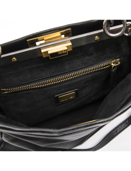 FENDI Peekaboo bag in soft black leather Médium size