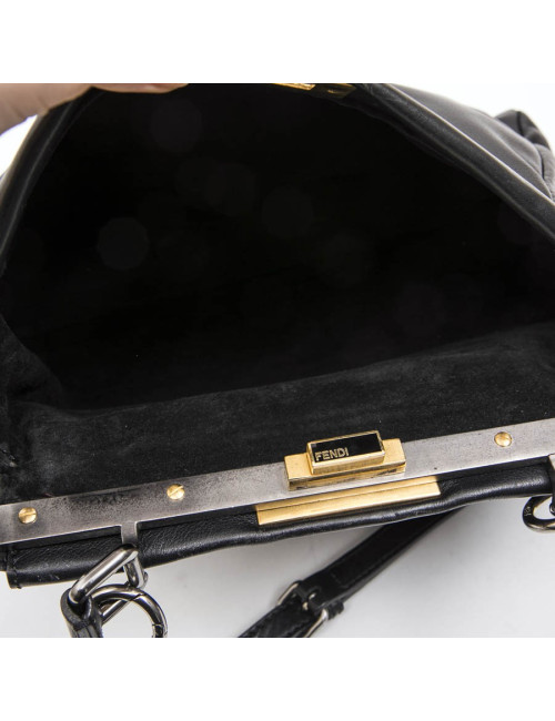 FENDI Peekaboo bag in soft black leather Médium size