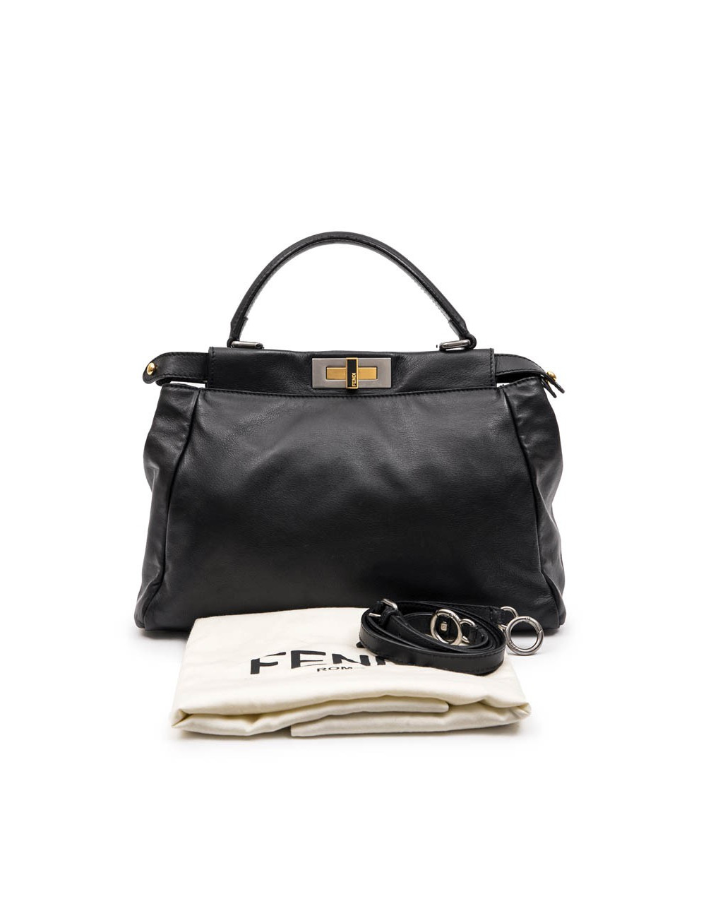 Sac Peekaboo FENDI  cuir d'agneau lisse noir TM