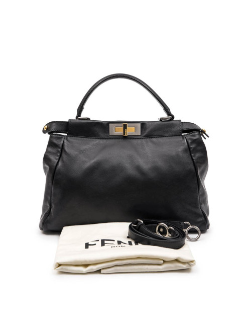 Sac Peekaboo FENDI  cuir d'agneau lisse noir TM