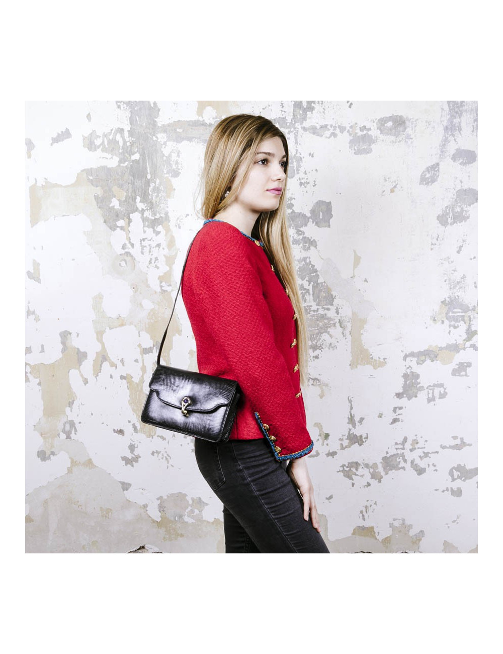 Sac GUCCI alligator noir Vintage