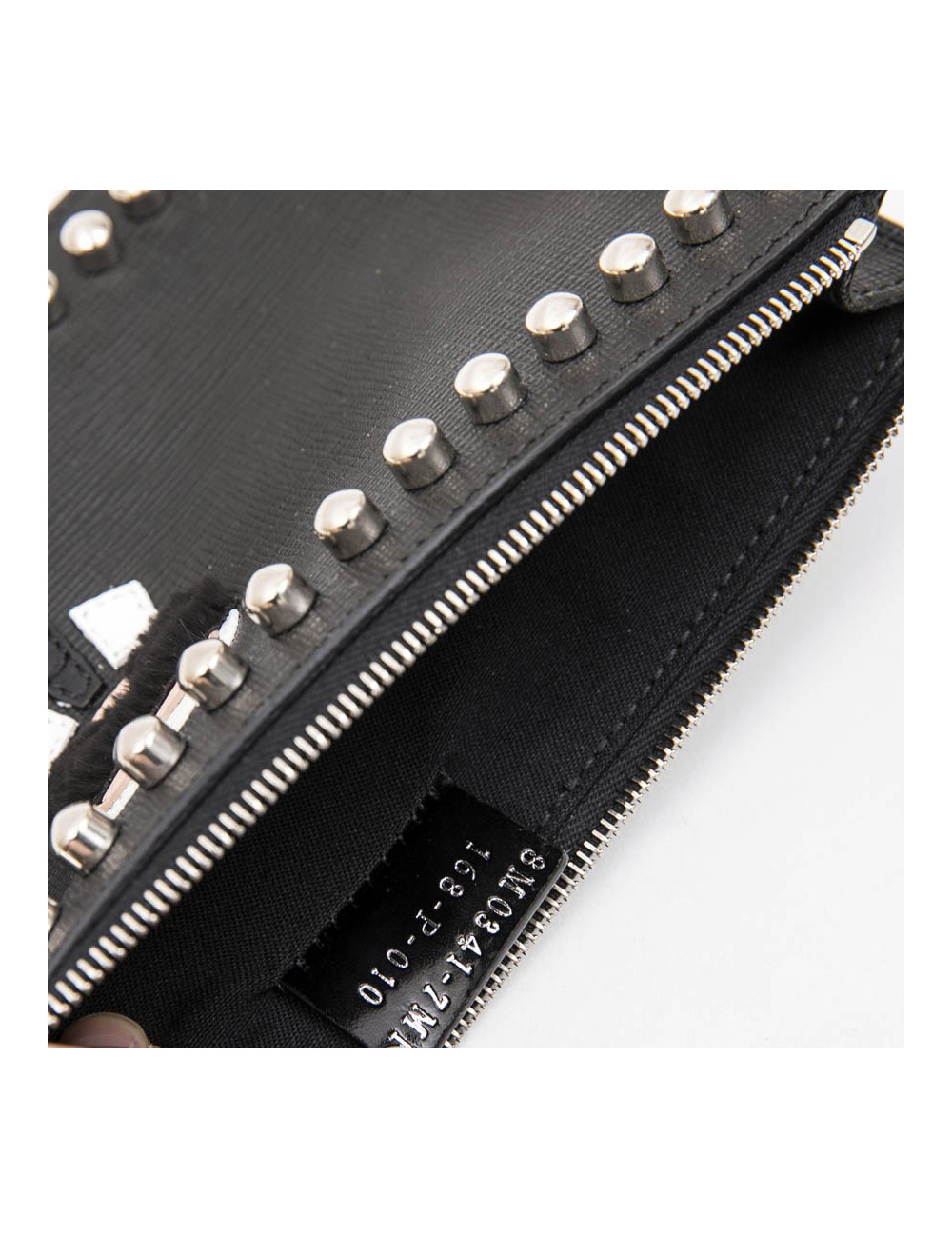 FENDI "Karlito" clutch by KARL LAGERFELD PM in black studded leather