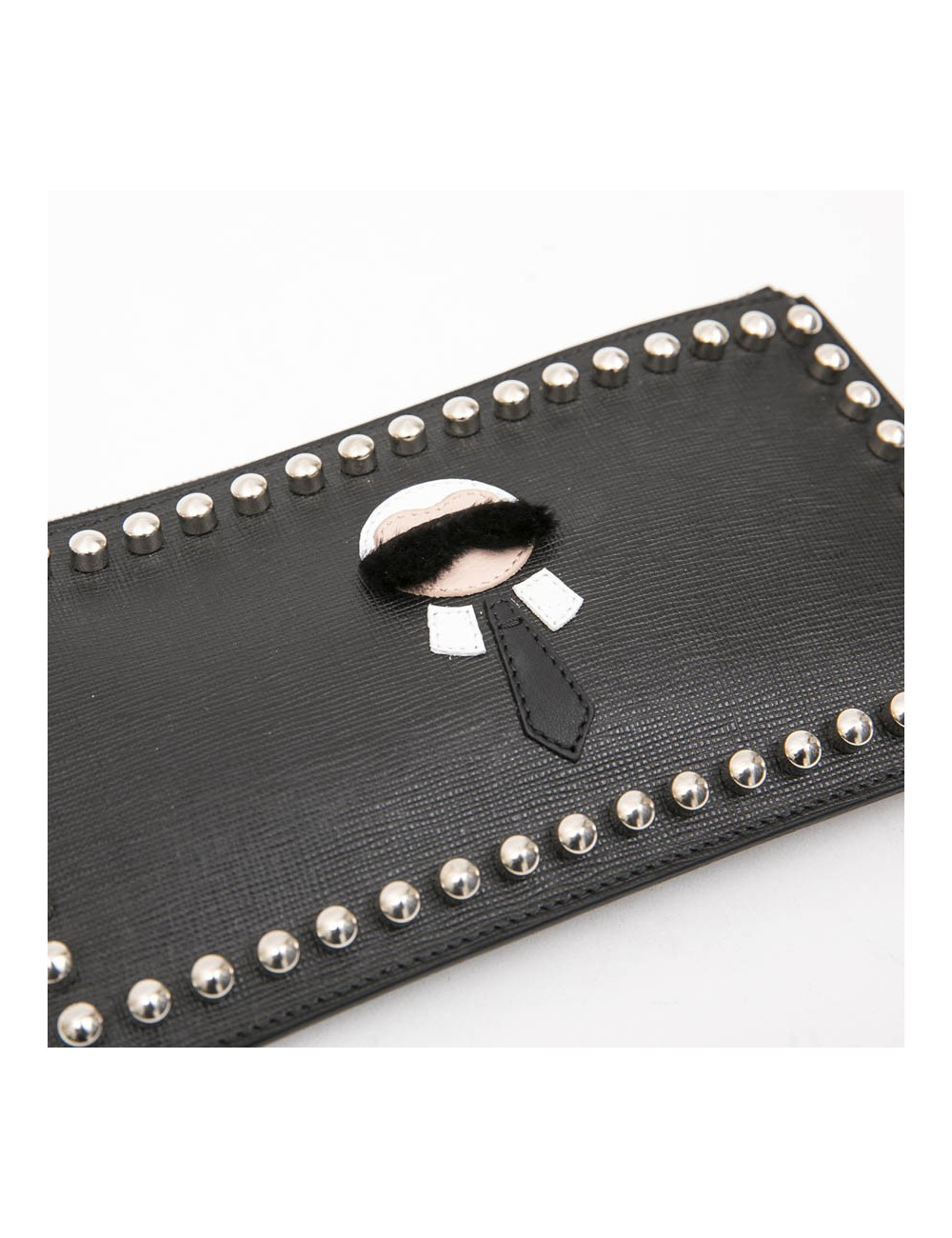 FENDI "Karlito" clutch by KARL LAGERFELD PM in black studded leather