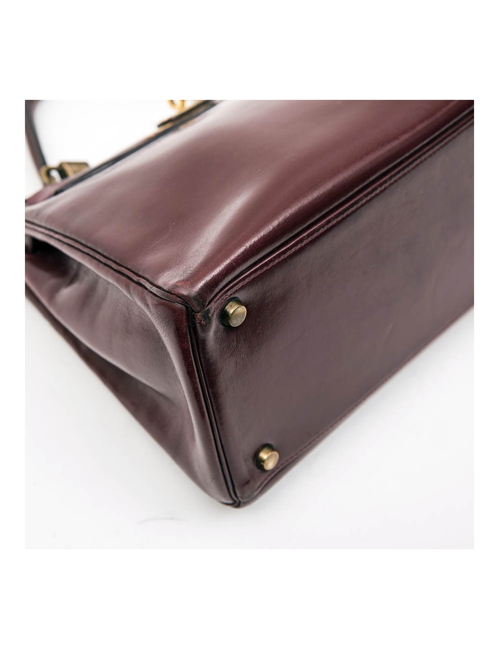 HERMES Kelly 28 vintage bag in H red box leather