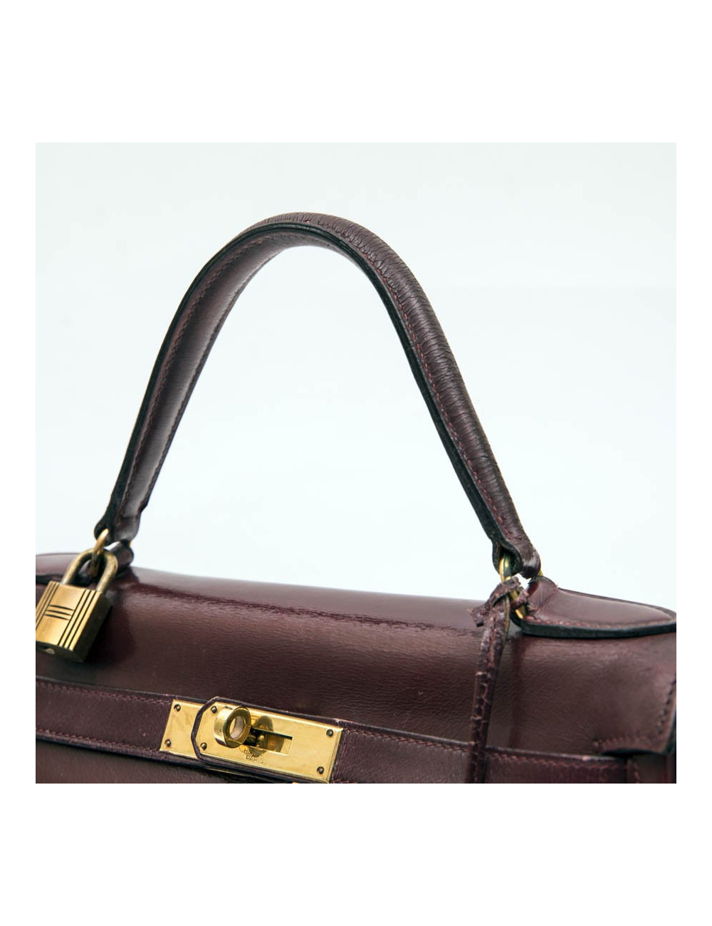 HERMES Kelly 28 vintage bag in H red box leather