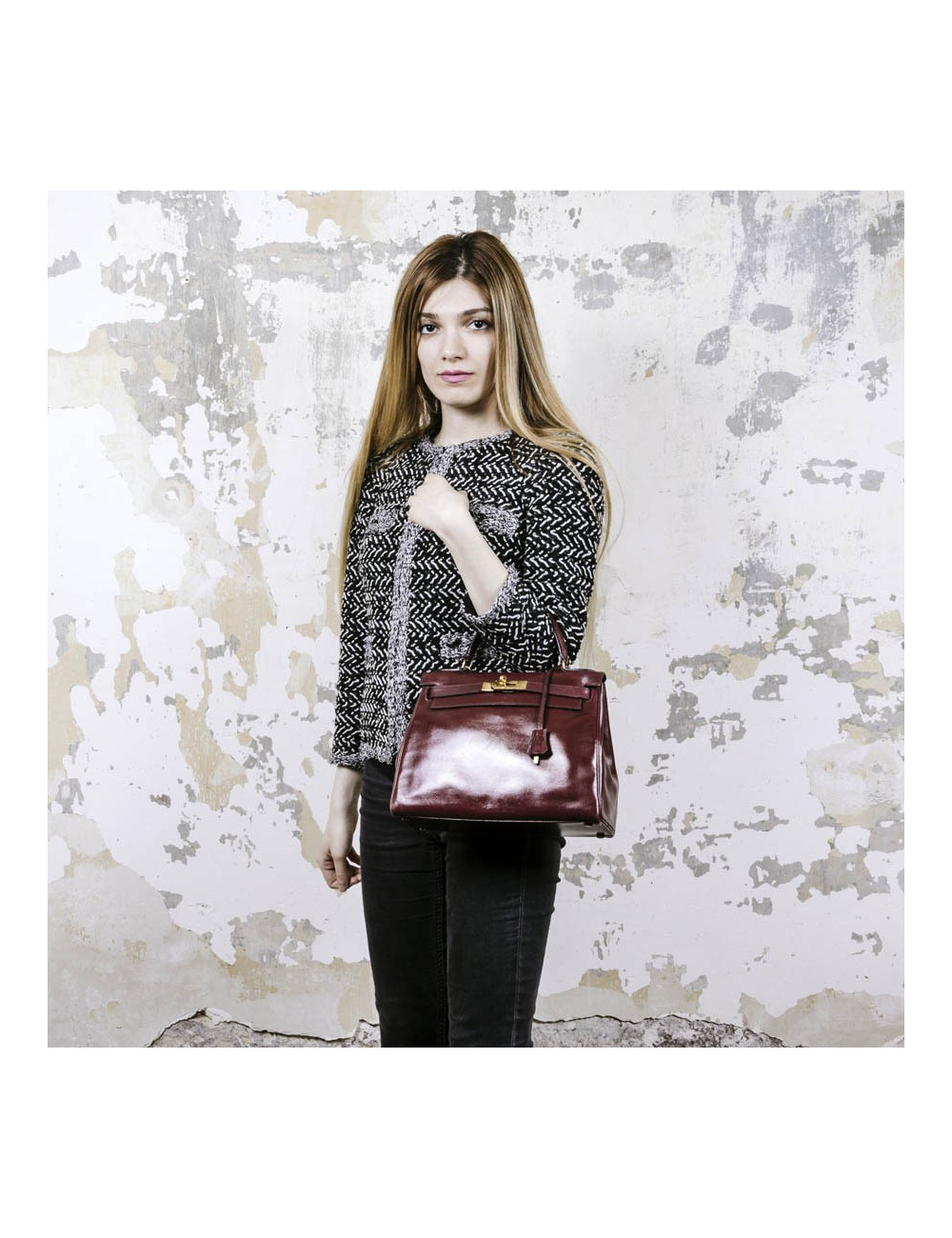 Kelly 28 HERMES rouge H Vintage