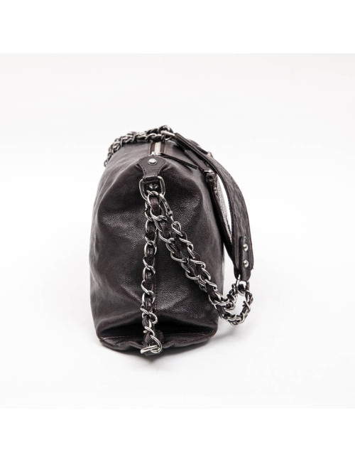 Chanel satchel bag in brown grained leather