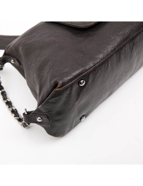 Chanel satchel bag in brown grained leather