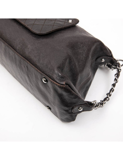 Chanel satchel bag in brown grained leather