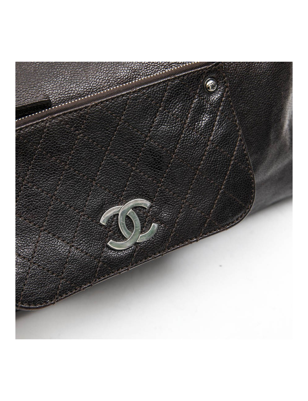 Chanel satchel bag in brown grained leather