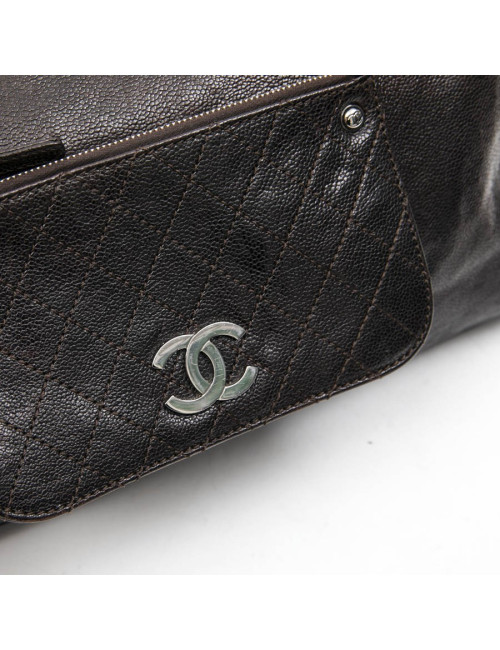 Chanel satchel bag in brown grained leather