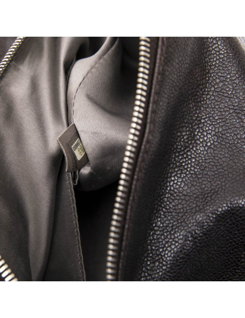 Chanel satchel bag in brown grained leather