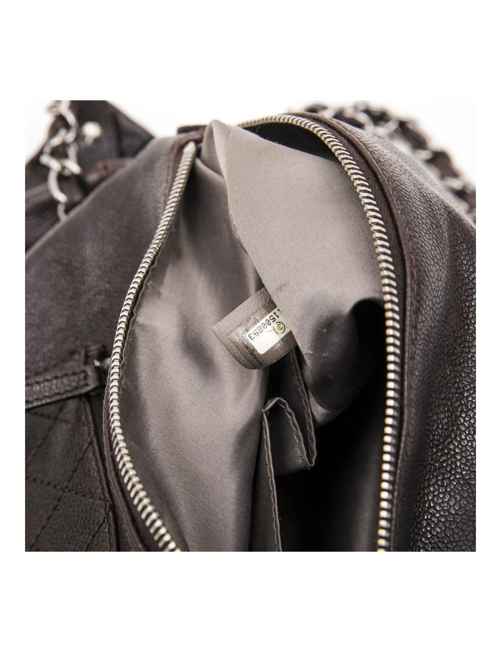 Chanel satchel bag in brown grained leather