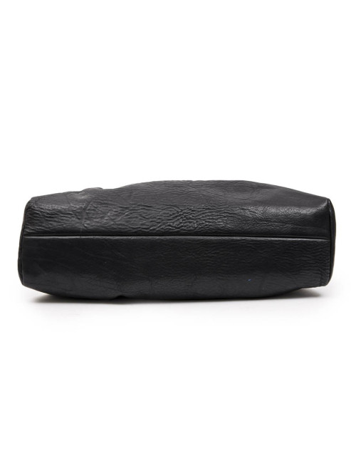 GUCCI vintage bag in a black cowhide leather and ribbed wood