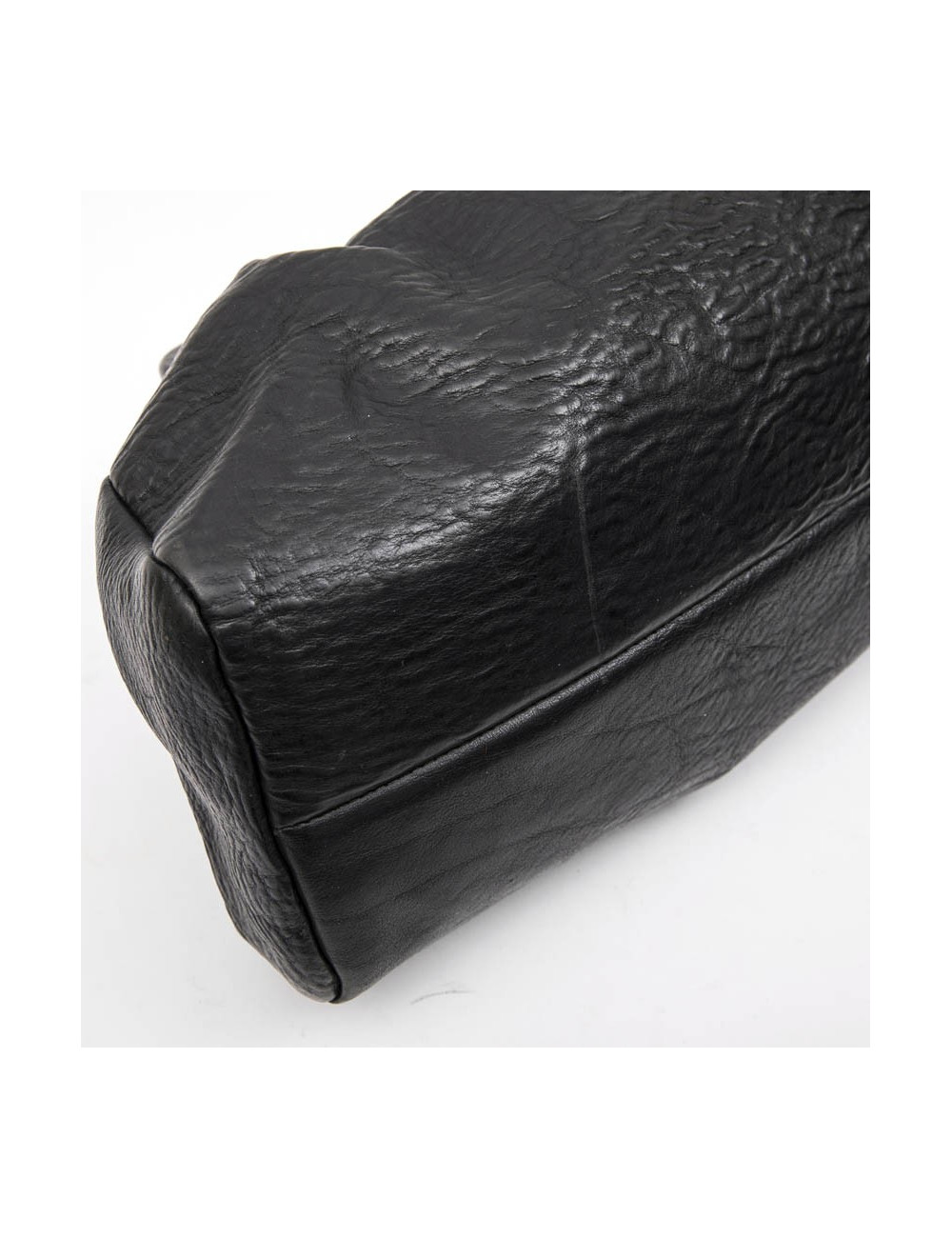 GUCCI vintage bag in a black cowhide leather and ribbed wood