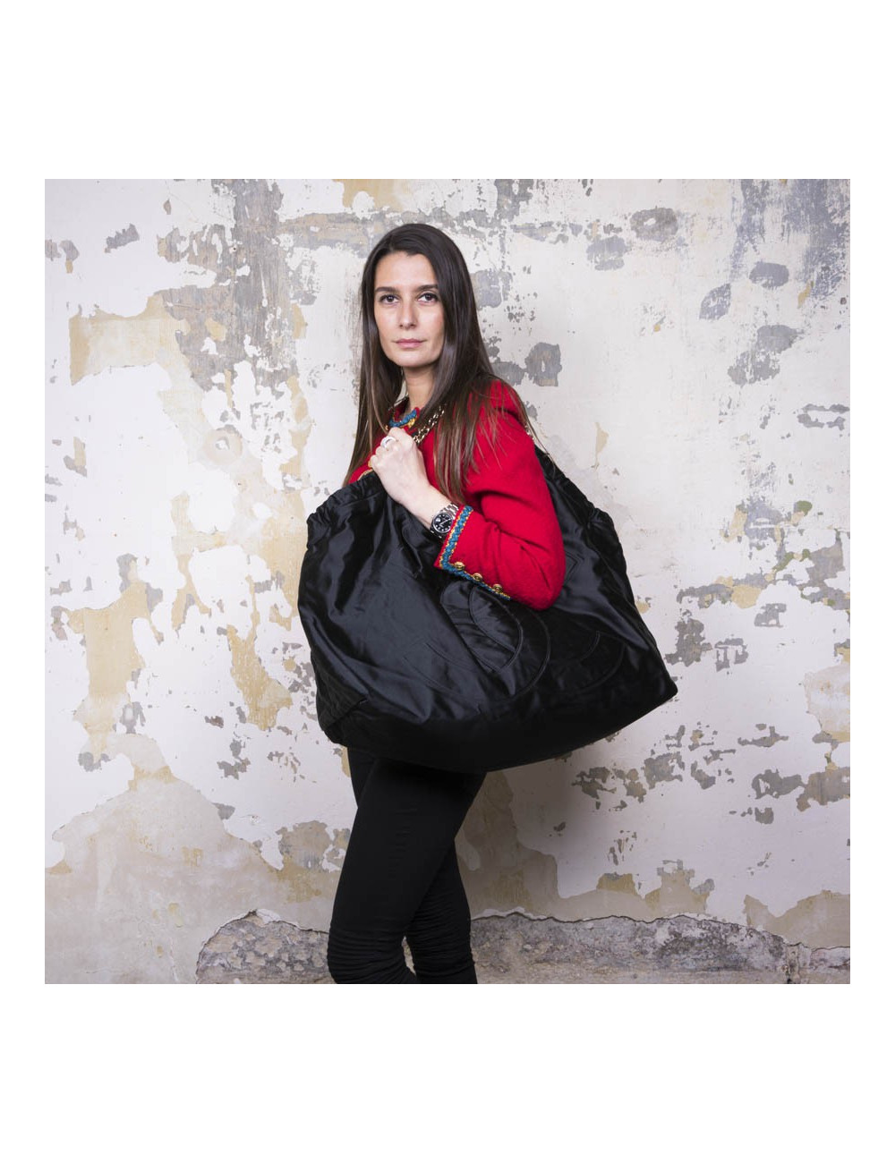 Sac CHANEL en satin duchesse noir