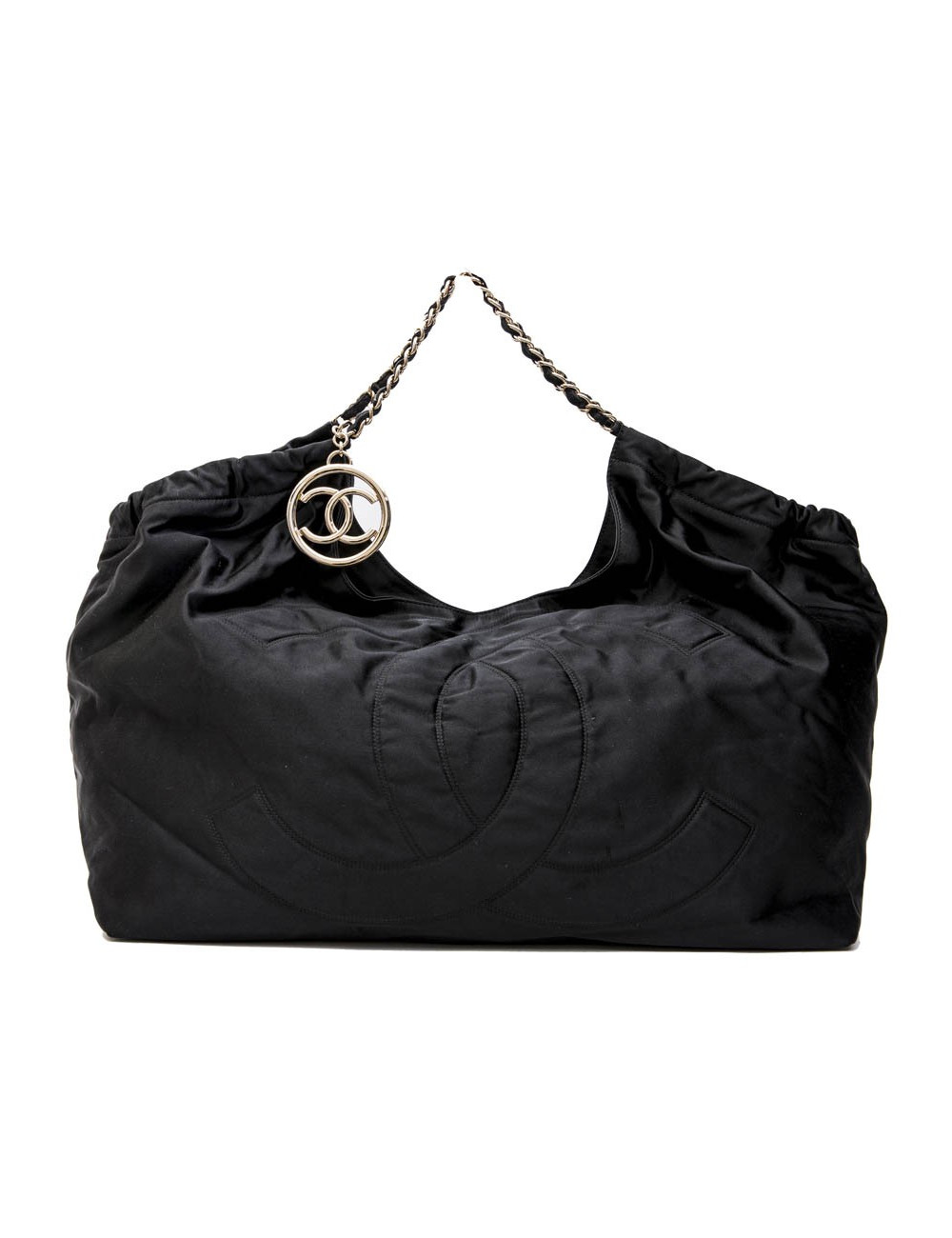 CHANEL tote bag in black duchess satin