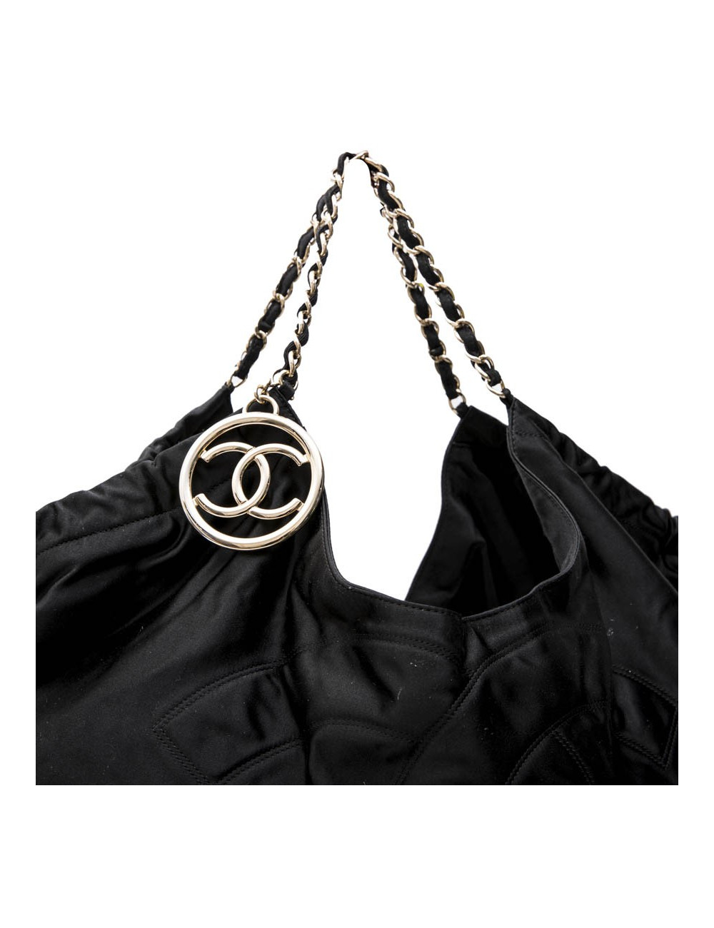 CHANEL tote bag in black duchess satin