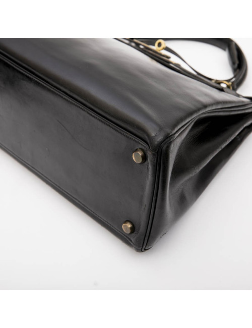 HERMES vintage Kelly 28 bag in black box leather