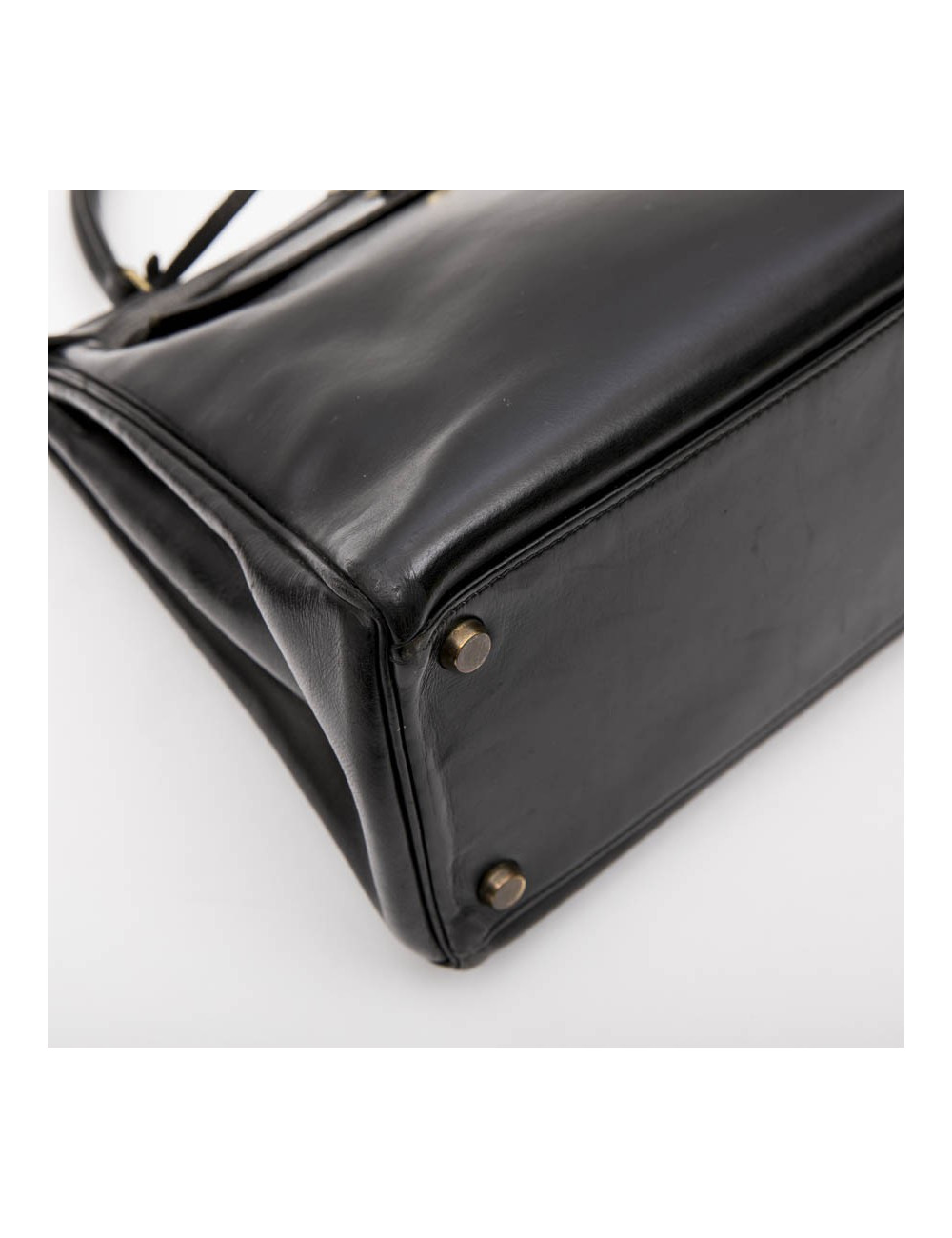 HERMES vintage Kelly 28 bag in black box leather