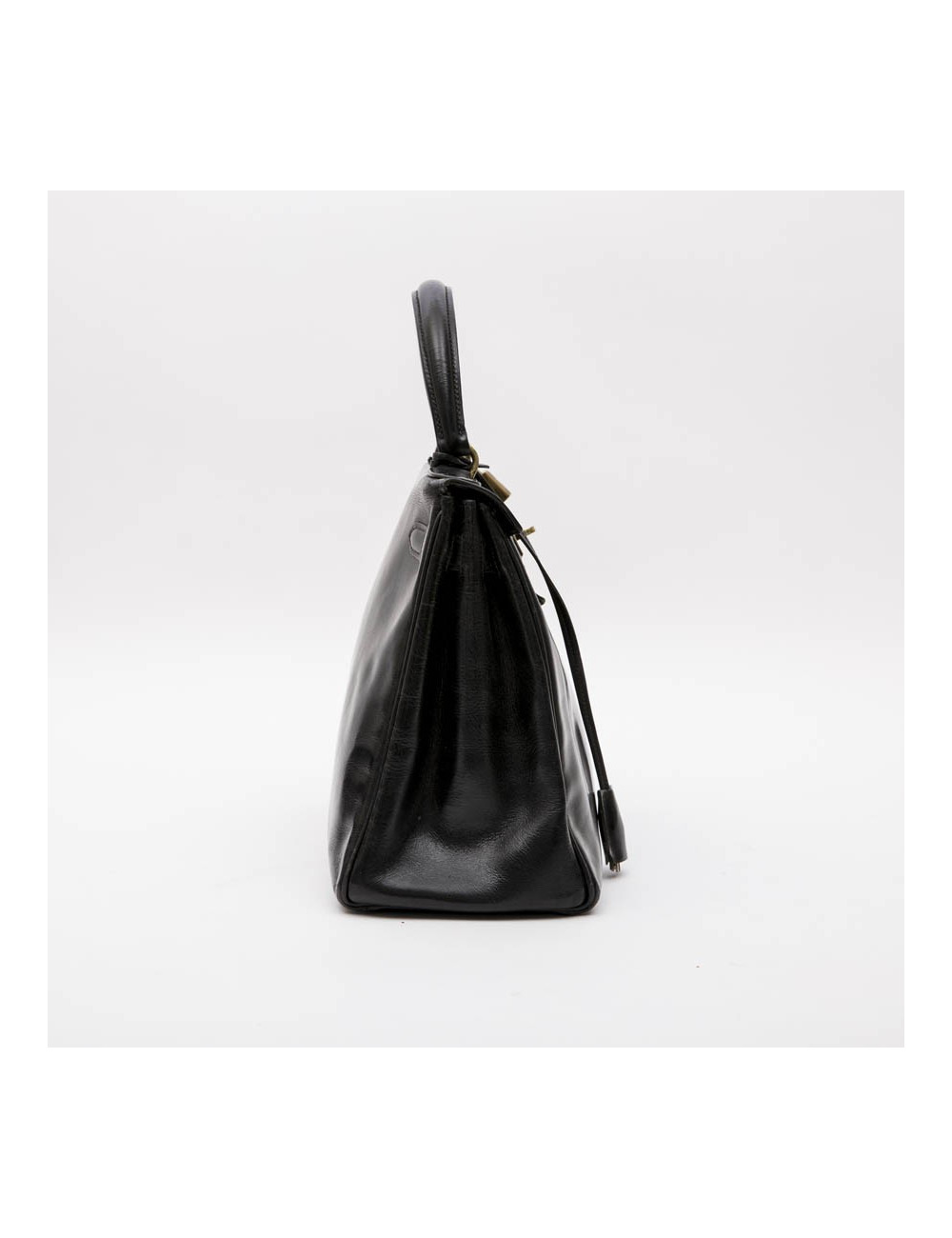 HERMES vintage Kelly 28 bag in black box leather