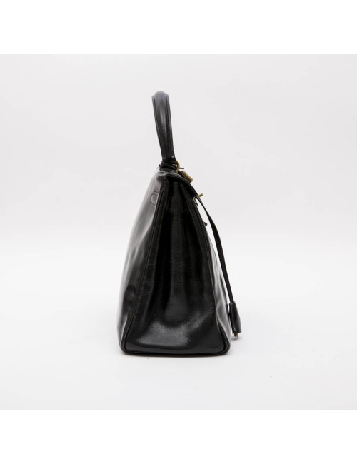 HERMES vintage Kelly 28 bag in black box leather