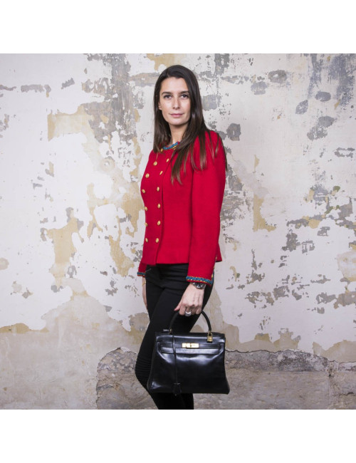 HERMES vintage Kelly 28 bag in black box leather