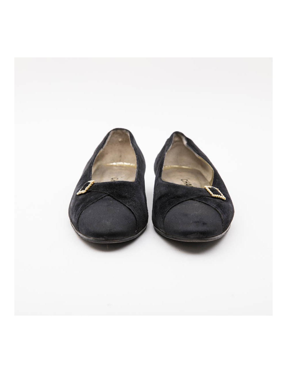 CHANEL ballerina shoes in navy blue velvet and satin size 39