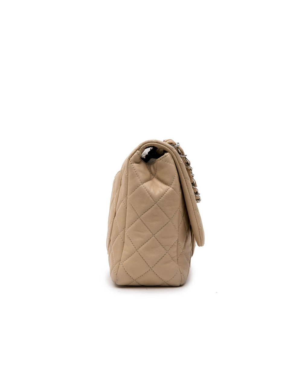 Sac Jumbo CHANEL cuir matelassé souple beige