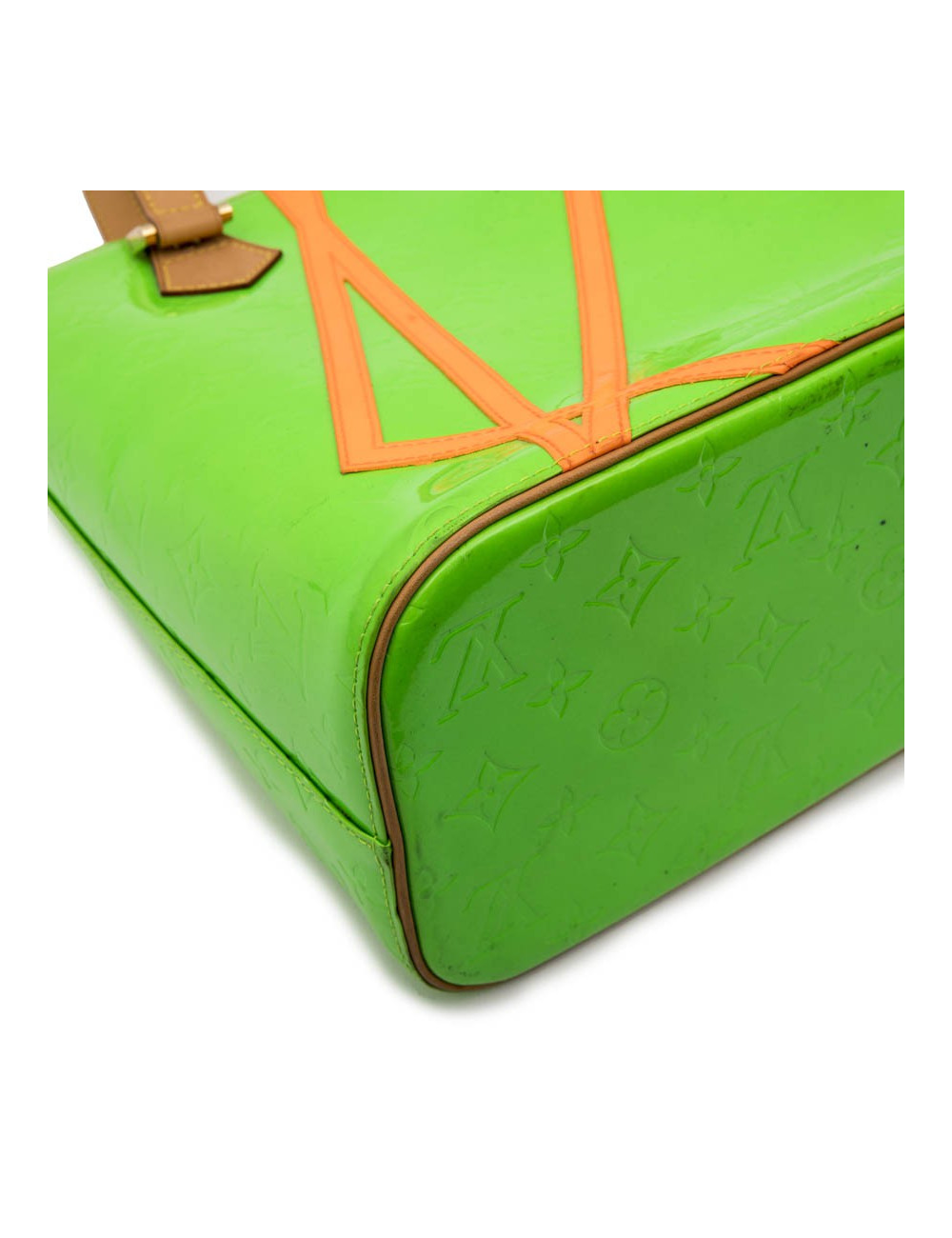 Sac Houston LOUIS VUITTON cuir verni fluo vert