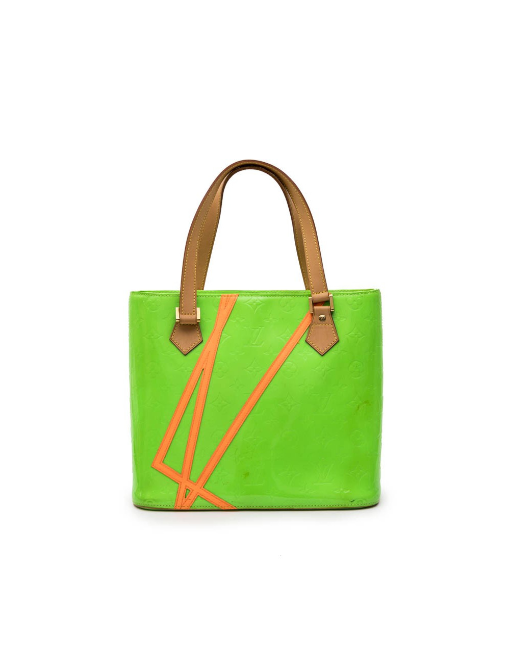 Sac Houston LOUIS VUITTON cuir verni fluo vert