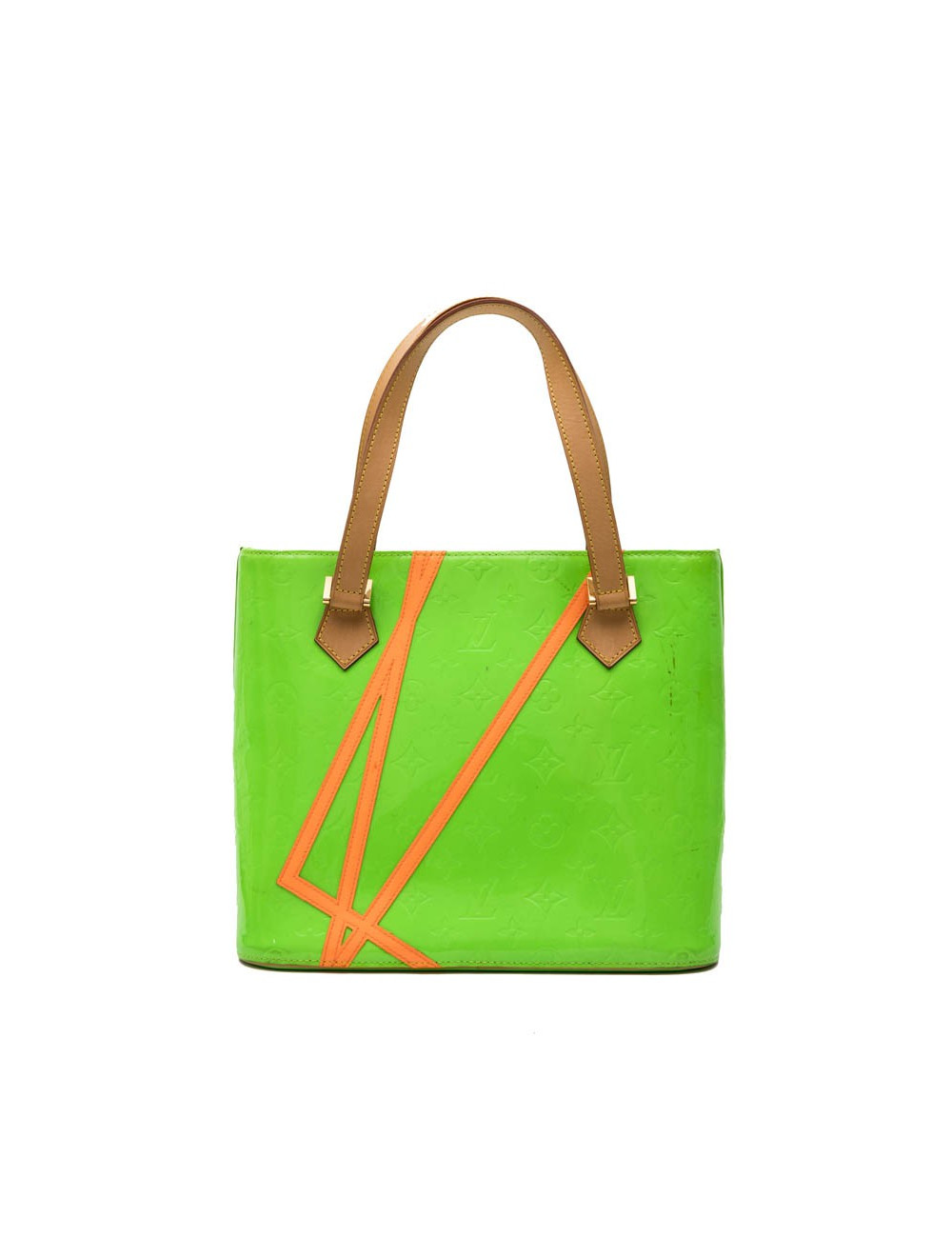 Sac Houston LOUIS VUITTON cuir verni fluo vert