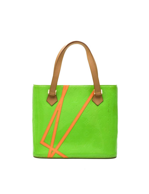 Sac Houston LOUIS VUITTON cuir verni fluo vert