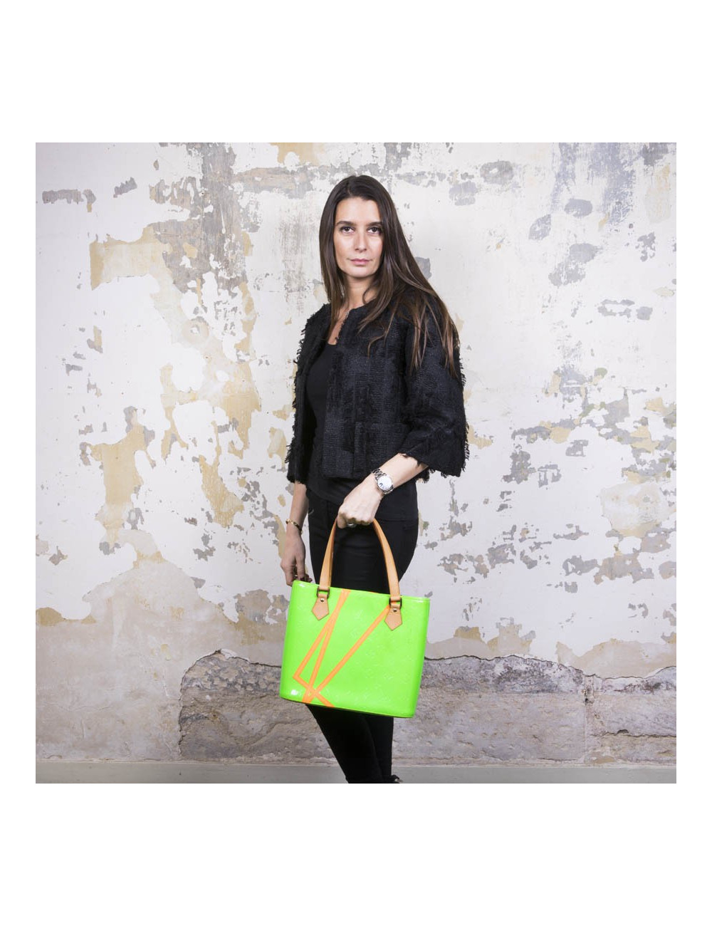 LOUIS VUITTON 'Houston' Bag in Fluo Green Monogram Patent Leather