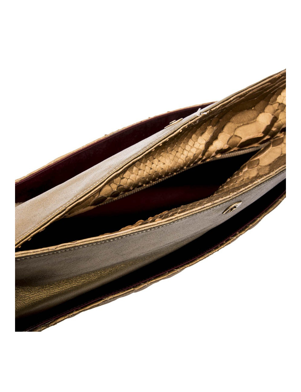 Long CHANEL pouch in matte copper gold python