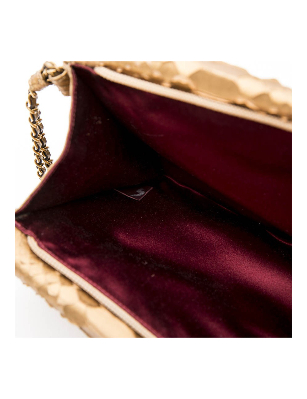 Long CHANEL pouch in matte copper gold python