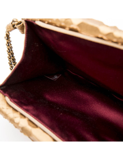 Long CHANEL pouch in matte copper gold python