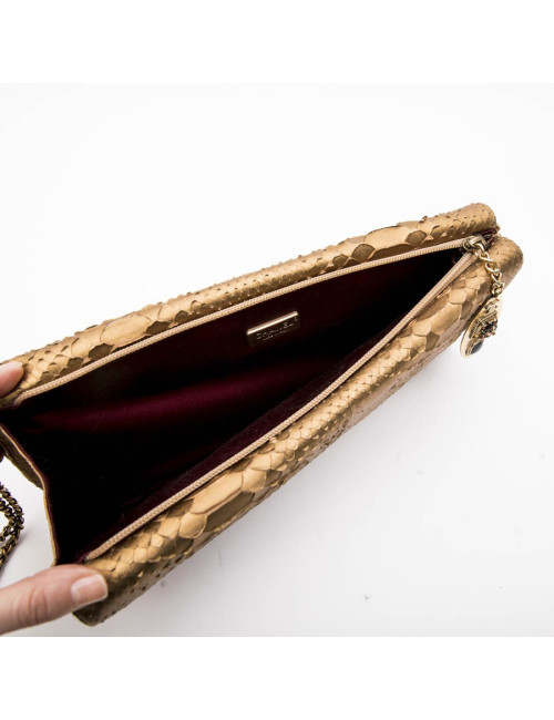 Pochette CHANEL en python or mat