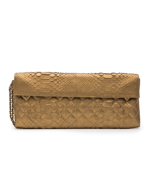 Pochette CHANEL en python or mat